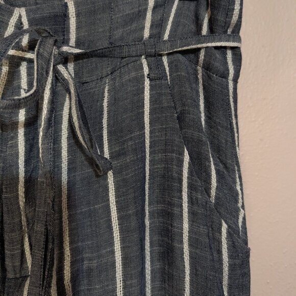 Denim Blue Gray And White Striped High-Waisted Wide Leg Pants Size Small - Picture 5 of 14